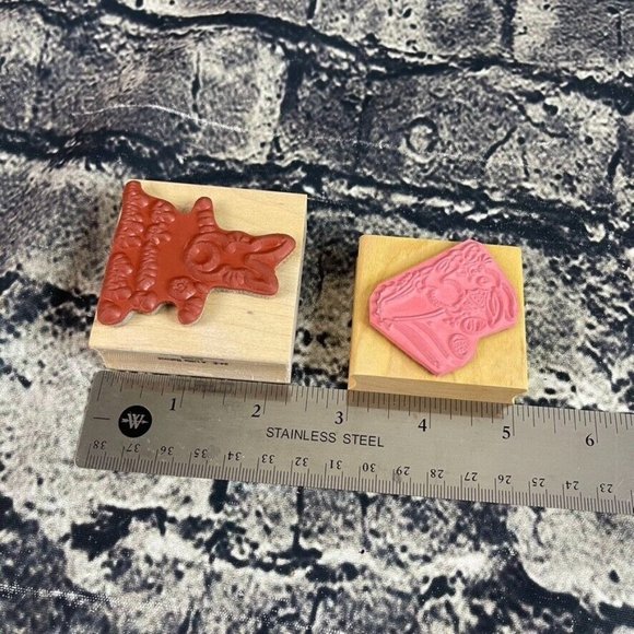 Embossing Arts Easter Sentiment Decorated Bunny Eggs Rubber Stamp Wood - Picture 8 of 8